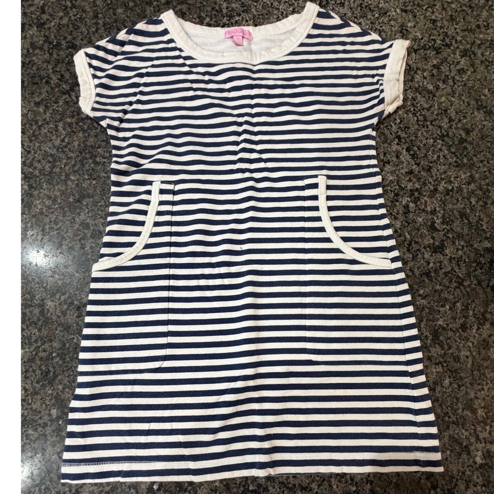 Lilly Pulitzer Navy White Striped French Terry Pocket T-Shirt Mini Dress XS